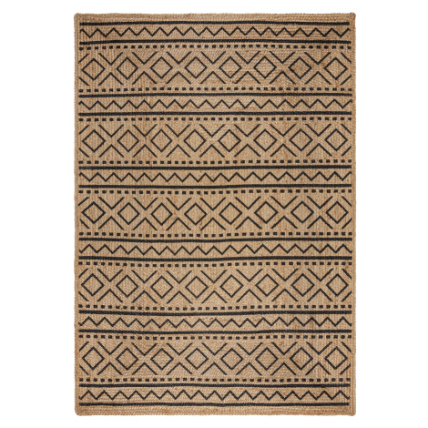 Kusový koberec Printed Jute Luis Natural/Black - 120x170 cm Flair Rugs koberce