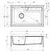 Deante Eridan, granitový drez na dosku 800x500x214 mm, 3,5" + priestorovo úsporný sifón, 1-komor