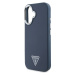 Guess PU Grained Triangle Logo Zadný Kryt pre iPhone 16 Blue