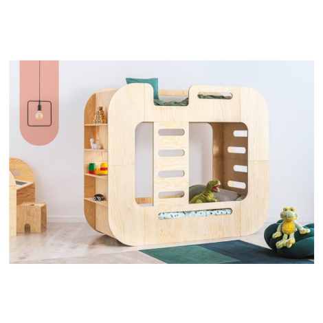 V prírodnej farbe poschodová detská posteľ s úložným priestorom 90x200 cm Mila DMP – Adeko