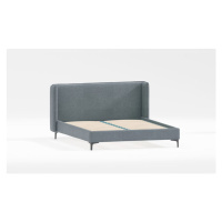 Modrá čalúnená dvojlôžková posteľ s roštom 200x200 cm Basti – Ropez