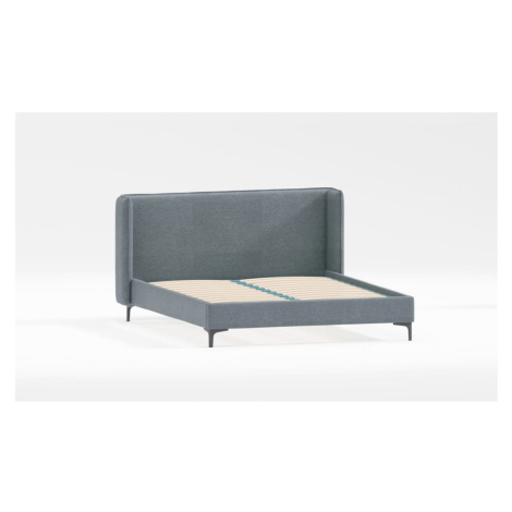 Modrá čalúnená dvojlôžková posteľ s roštom 200x200 cm Basti – Ropez