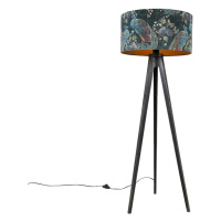 Stojacia lampa statív čierny s tienidlom páv 50 cm - Tripod Classic
