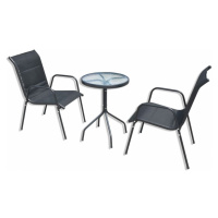 Záhradný bistro set 3 ks kov / textilen Dekorhome Černá