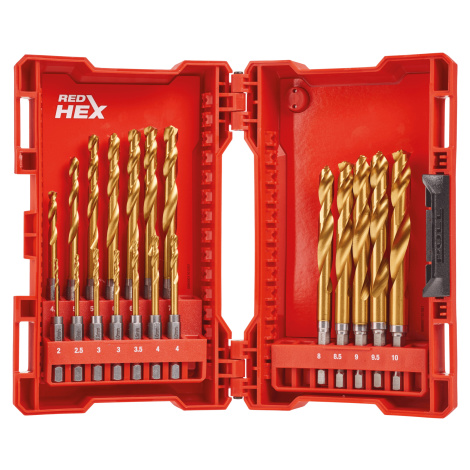 MILWAUKEE Sada vrtákov do kovu RED HEX SHOCKWAVE HSS-G TiN O 19 ks