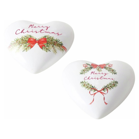 Boltze Dekorácia v tvare srdca Noelle, zeleno-biela, rôzne druhy, 6 x 6 x 2 cm