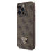 Guess PU 4G Strass Triangle Metal Logo Zadný Kryt pre iPhone 15 Pro Max Brown