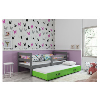 BMS Detská posteľ s prístelkou ERYK 2 FARBA: Grafit, ROZMER: 80 x 190 cm, DOPLNKOVÁ FARBA: Zelen