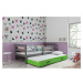 BMS Detská posteľ s prístelkou ERYK 2 FARBA: Grafit, ROZMER: 80 x 190 cm, DOPLNKOVÁ FARBA: Zelen