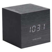 Karlsson 5655BK Dizajnové LED stolné hodiny s budíkom, 8 x 8 cm