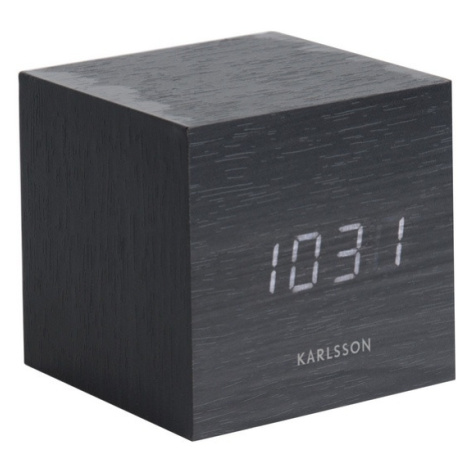 Karlsson 5655BK Dizajnové LED stolné hodiny s budíkom, 8 x 8 cm