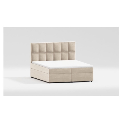 Béžová boxspring posteľ s úložným priestorom 200x200 cm Flip – Ropez