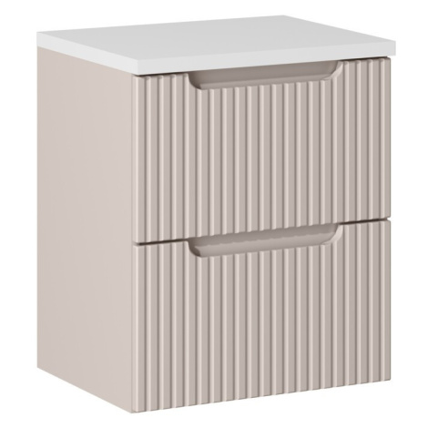 Závěsná skříňka pod umyvadlo Nova Cashmere II s deskou 50 cm kašmírová/bílá Comad