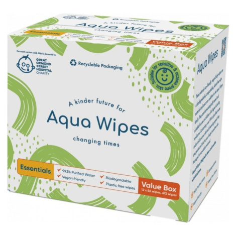 AQUA WIPES Obrúsky 100% rozložitelné, 99% vody, 12x56ks = 672ks