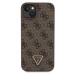 Guess PU 4G Strass Triangle Metal Logo Zadný Kryt pre iPhone 15 Plus Brown