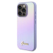 Guess PU Leather Iridescent Metal Script Zadný Kryt pre iPhone 15 Pro Purple