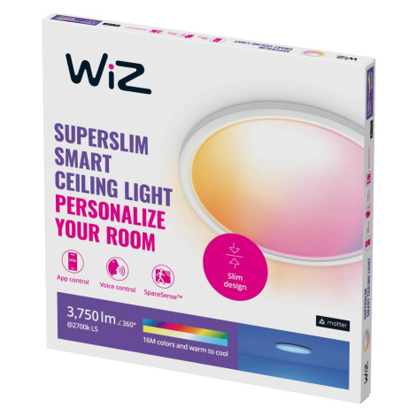 WiZ SuperSlim LED stropné svietidlo RGBW Ø54cm biele