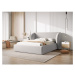 Svetlosivá čalúnená dvojlôžková posteľ s úložným priestorom s roštom 200x200 cm Miley – Micadoni