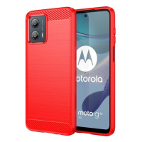 Motorola Moto G53, silikónové puzdro, stredne odolné proti nárazu, brúsené, karbónový vzor, červ