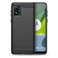 Motorola Moto E13, silikónové puzdro, stredne odolné proti nárazu, brúsené, karbónový vzor, čier