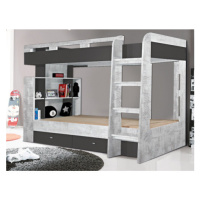 Dvojposchodová posteľ so zásuvkami Tablo 90x200 cm, šedá/enigma%