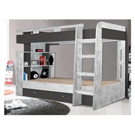 Dvojposchodová posteľ so zásuvkami Tablo 90x200 cm, šedá/enigma% Asko