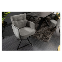 Estila Moderná otočná stolička Laggan so sivými opierkami na ruky a vysokým operadlom 90cm