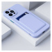 Apple iPhone 15 Pro Max, Silikónové puzdro s držiakom kariet, Slot na karty Wooze, fialové