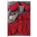 Červeno-sivé bavlnené obliečky na dvojlôžko/predĺžené s plachtou 200x220 cm - Mila Home