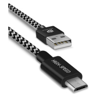 Nabíjací a dátový kábel USB, microUSB, 300 cm, 2100 mA, vzor šnúrky, rýchle nabíjanie, Dux Ducis