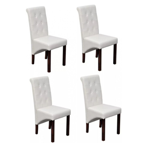 Jedálenská stolička 4 ks umelá koža / drevo Dekorhome Biela,Jedálenská stolička 4 ks umelá koža  vidaXL