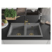 MEXEN/S MEXEN/S - Hektor granitový drez 2-bowl 800 x 480 mm, sivá, zlatý sifón 6521802000-71-G