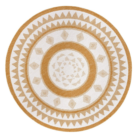 Okrovožlto-biely okrúhly vonkajší koberec ø 200 cm Jamaica – NORTHRUGS