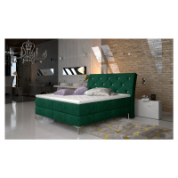 NABBI Amika 160 čalúnená manželská posteľ s úložným priestorom tmavozelená
