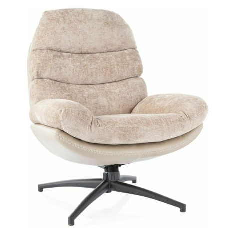 Otočné dizajnové relaxačné kreslo GISELLE staroružová/béžová Signal
