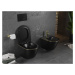 MEXEN - Lena Závesná WC misa vrátane sedátka s slow-slim, duroplast, čierna mat/zlatá linka 3022