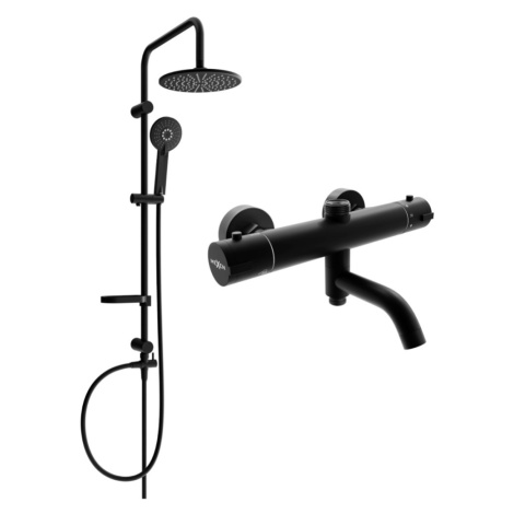 MEXEN/S - Carl sprchový stĺp vrátane sprchovej termostatickej batérie Kai, čierna 77900240-70