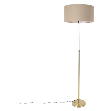 Stojacia lampa nastaviteľná zlatá s tienidlom svetlohnedá 50 cm - Parte QAZQA