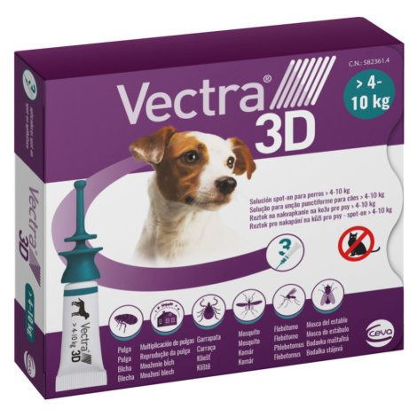 VECTRA 3D Spot-On S pre psov 4-10 kg 1,6 ml 3 pipety