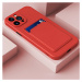 Apple iPhone 14 Pro, Silikónové puzdro s držiakom kariet, Wooze Card Slot, červené