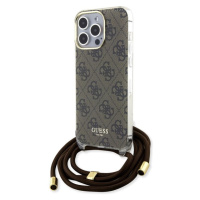 Guess IML 4G Printed Crossbody Zadný Kryt pre iPhone 15 Pro Max Brown