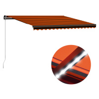 vidaXL Ručne zaťahovacia markíza s LED 400x300 cm oranžovo-hnedá