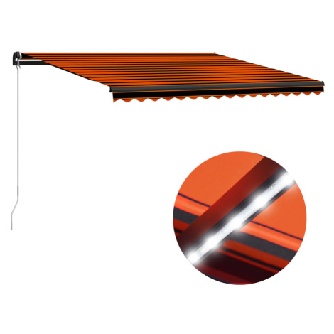 vidaXL Ručne zaťahovacia markíza s LED 400x300 cm oranžovo-hnedá