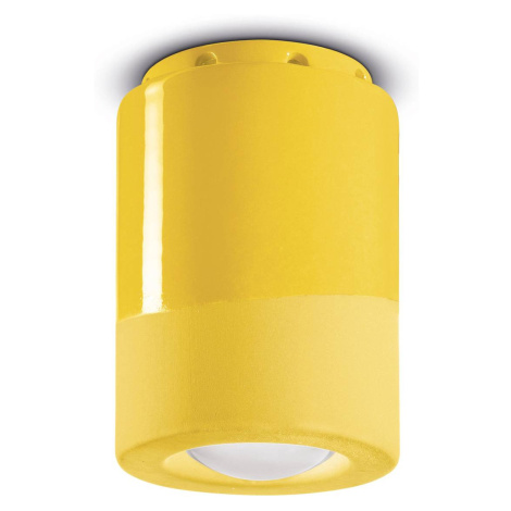 PI stropné svietidlo, valcové, Ø 8,5 cm, žlté Ferro Luce