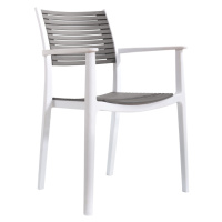 Stohovateľná stolička, biela/sivá, HERTA