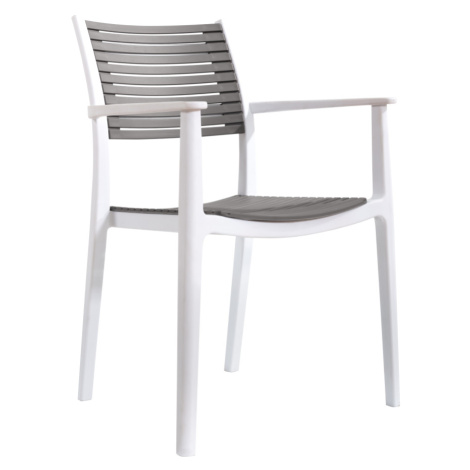 Stohovateľná stolička, biela/sivá, HERTA Tempo Kondela