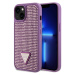 Guess Rhinestones Triangle Metal Logo Kryt pre iPhone 15 Purple