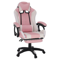 Kancelárske/herné kreslo s RGB LED podsvietením, ružová/biela, JOVELA