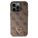 Guess PU 4G Strass Triangle Metal Logo Zadný Kryt + Crossbody Popruh pre iPhone 15 Pro Brown