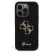 Guess PU Fixed Glitter 4G Metal Logo Zadný Kryt pre iPhone 15 Pro Black